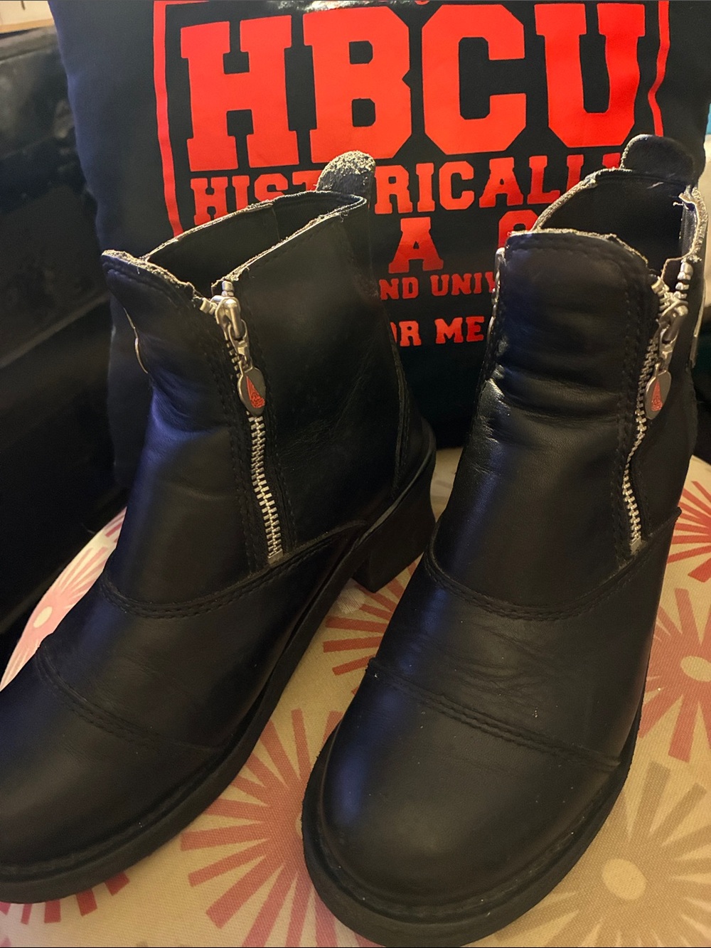 Red Wing style 1671 Women’s Black Leather Side-Zip Ankle Motorcycle biker Boots